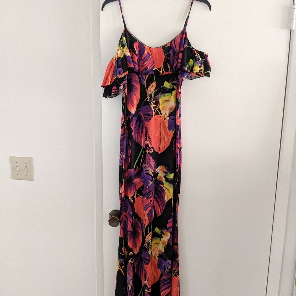 Women's Multicolor Stretch Long Dress